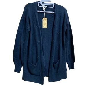 BOGO FREE! FAT FACE Womens BELLA BOBBLE Cardigan Sweater Sz 4 Navy Blue NWT